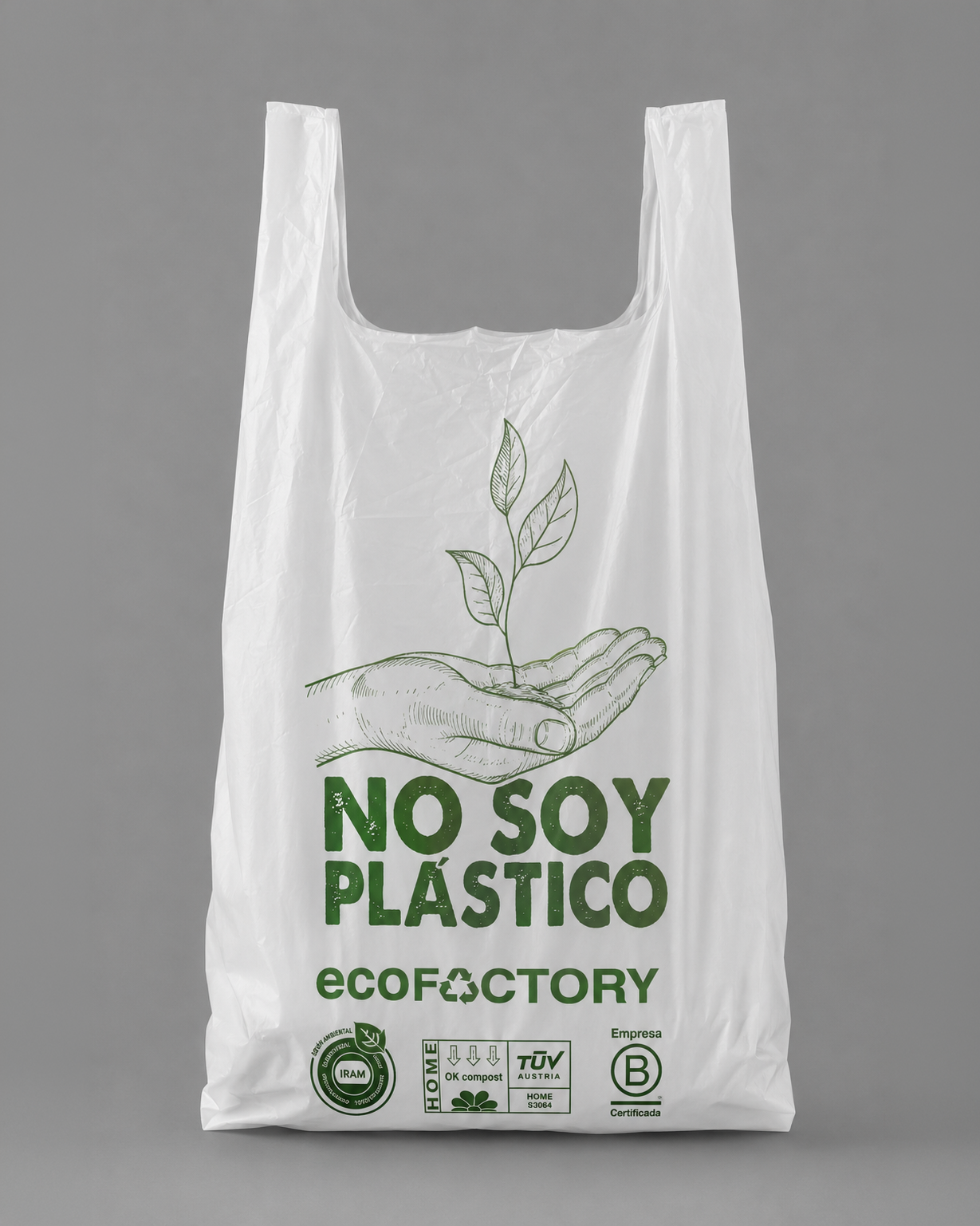 Bolsa compostable tipo camiseta Ecofactory