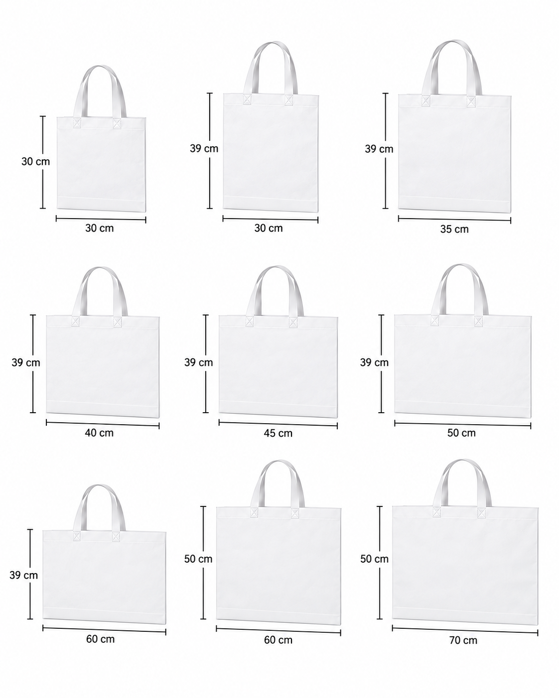 Medidas de bolsas reutilizables de fuelle inferior