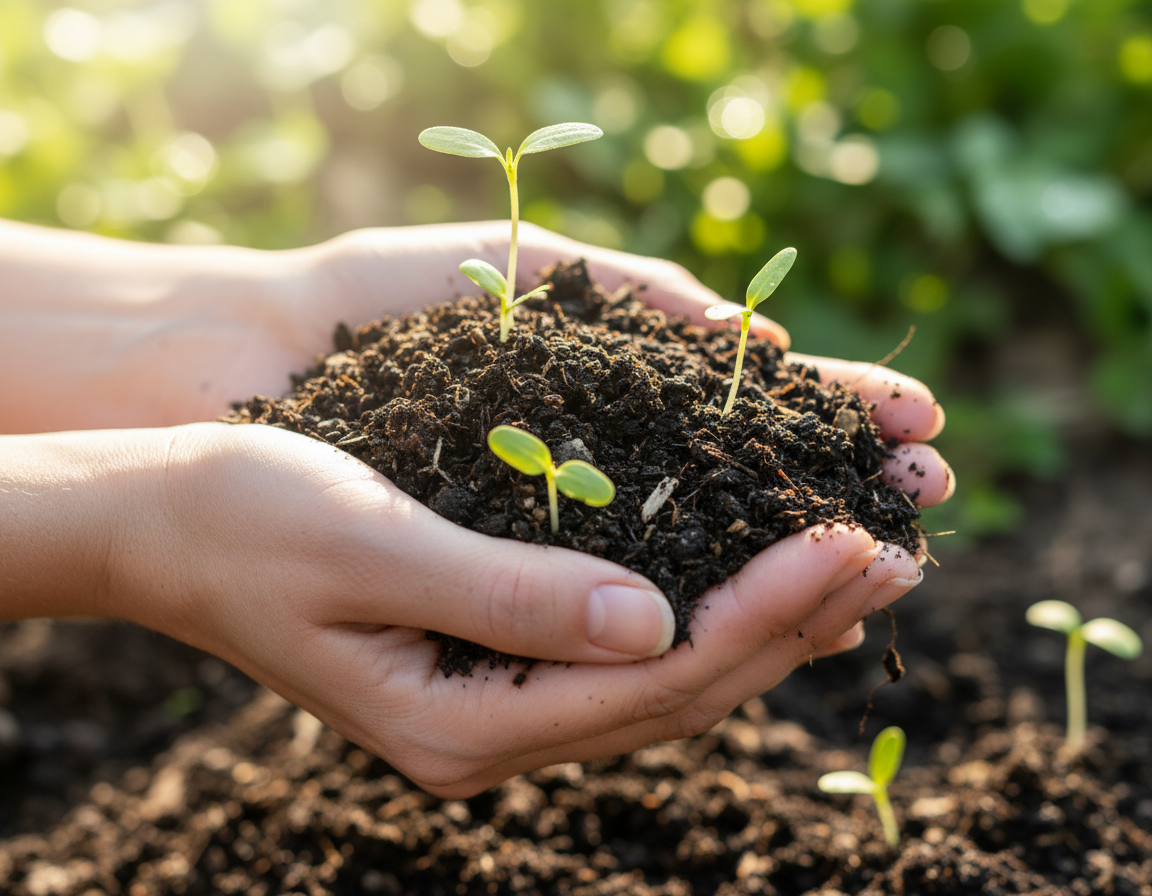 Compostaje de una bolsa biodegradable en la tierra